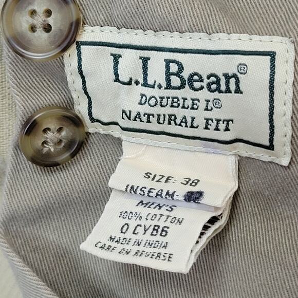 LL Bean Double L Natural Fit Wide Wale Corduroy Pleated Tan Pants Strt Leg 38/28 - Picture 3 of 4